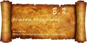 Brachna Krisztofer névjegykártya